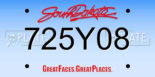725Y08 South Dakota License Plate