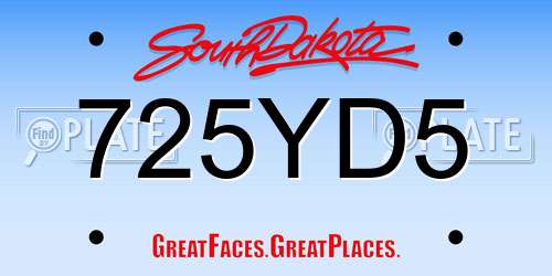 725YD5 South Dakota License Plate