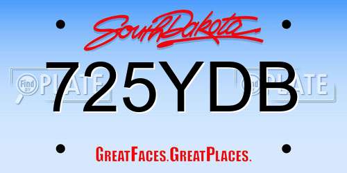 725YDB South Dakota License Plate
