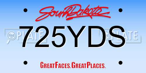725YDS South Dakota License Plate