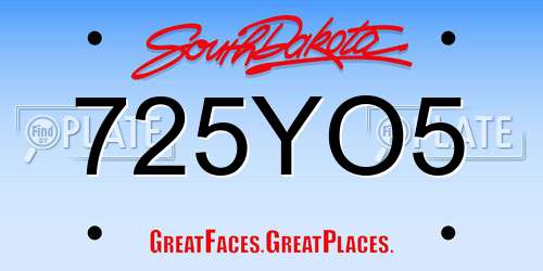 725YO5 South Dakota License Plate