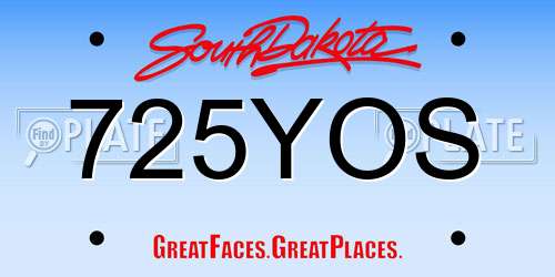 725YOS South Dakota License Plate