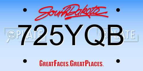 725YQB South Dakota License Plate