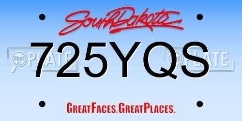 725YQS South Dakota License Plate