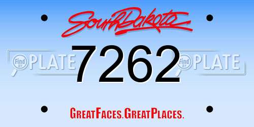 7262 South Dakota License Plate