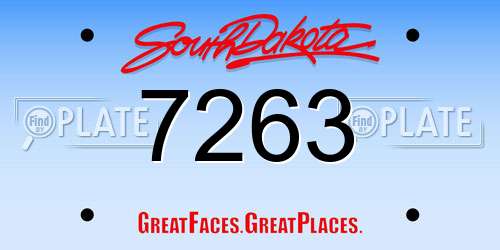 7263 South Dakota License Plate