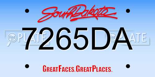 7265DA South Dakota License Plate