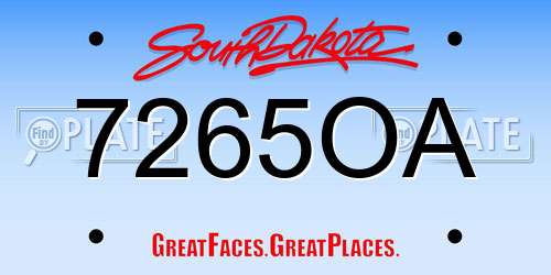 7265OA South Dakota License Plate
