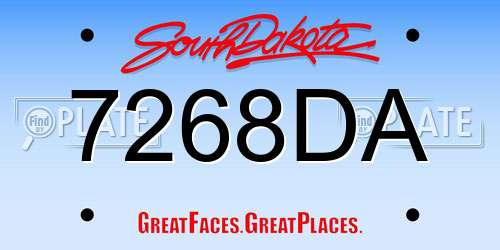 7268DA South Dakota License Plate