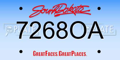 7268OA South Dakota License Plate