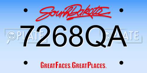7268QA South Dakota License Plate