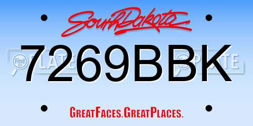 7269BBK South Dakota License Plate
