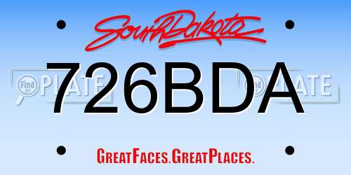 726BDA South Dakota License Plate