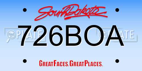 726BOA South Dakota License Plate