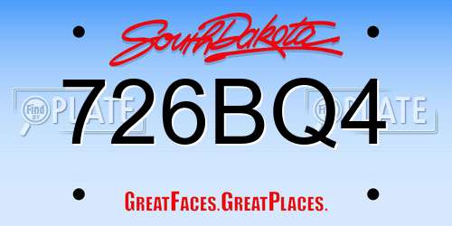 726BQ4 South Dakota License Plate