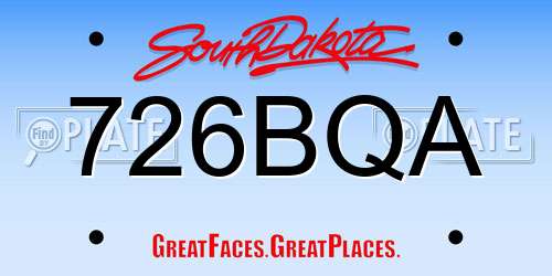 726BQA South Dakota License Plate