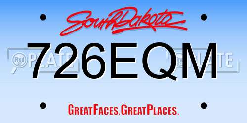 726EQM South Dakota License Plate