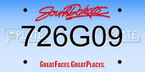726G09 South Dakota License Plate