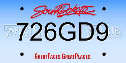726GD9 South Dakota License Plate