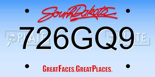 726GQ9 South Dakota License Plate