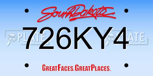726KY4 South Dakota License Plate
