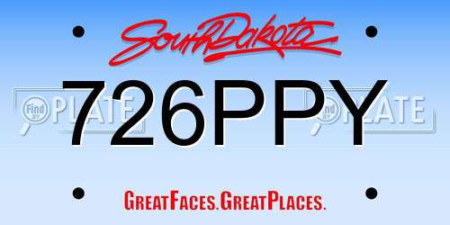 726PPY South Dakota License Plate