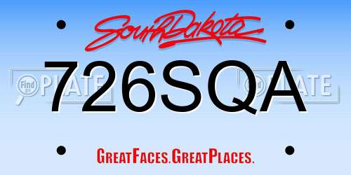726SQA South Dakota License Plate