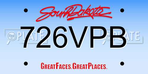 726VPB South Dakota License Plate