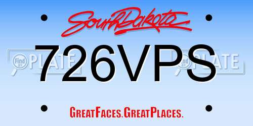 726VPS South Dakota License Plate