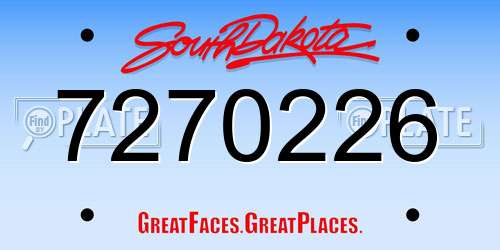 7270226 South Dakota License Plate