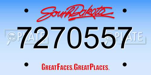 7270557 South Dakota License Plate