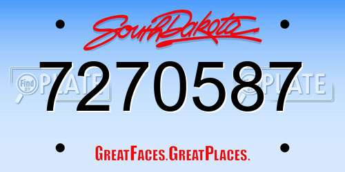 7270587 South Dakota License Plate