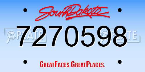 7270598 South Dakota License Plate