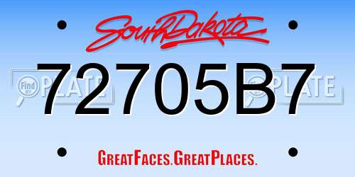 72705B7 South Dakota License Plate