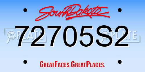 72705S2 South Dakota License Plate