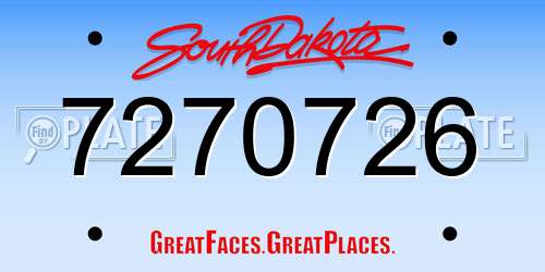 7270726 South Dakota License Plate