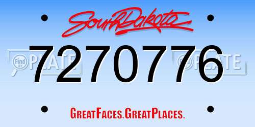 7270776 South Dakota License Plate