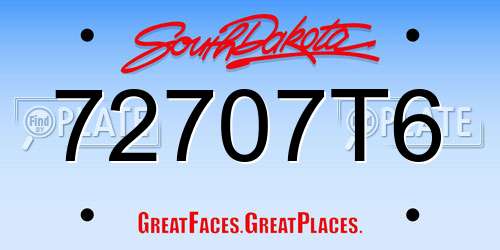 72707T6 South Dakota License Plate