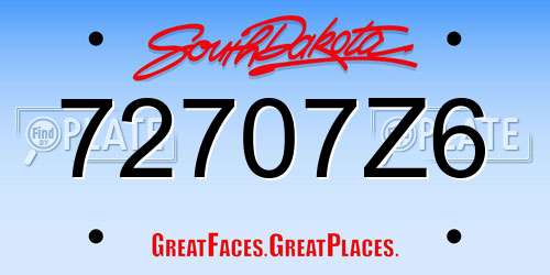 72707Z6 South Dakota License Plate