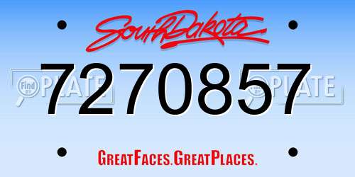 7270857 South Dakota License Plate