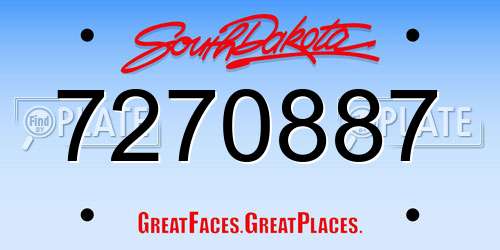 7270887 South Dakota License Plate