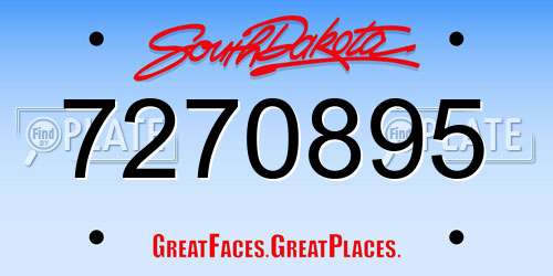 7270895 South Dakota License Plate