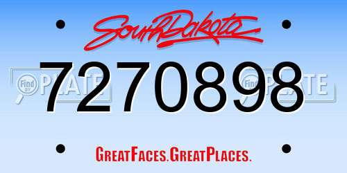 7270898 South Dakota License Plate
