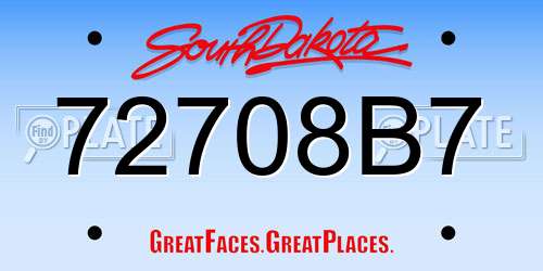 72708B7 South Dakota License Plate