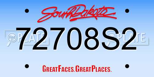 72708S2 South Dakota License Plate