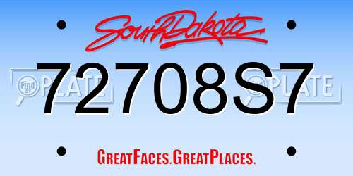 72708S7 South Dakota License Plate