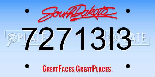 72713I3 South Dakota License Plate