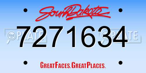 7271634 South Dakota License Plate