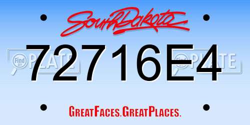 72716E4 South Dakota License Plate