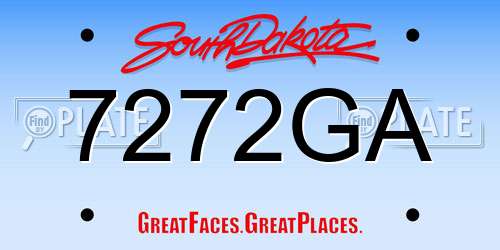 7272GA South Dakota License Plate